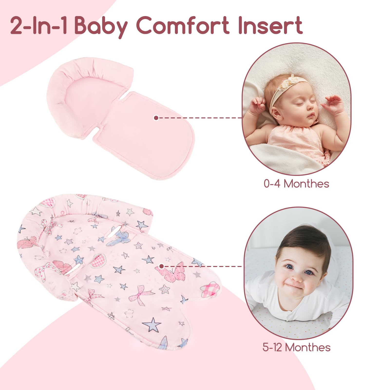 GFU removable head support adjusts as baby grows and fits many seats
