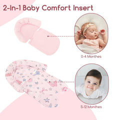 GFU removable head support adjusts as baby grows and fits many seats