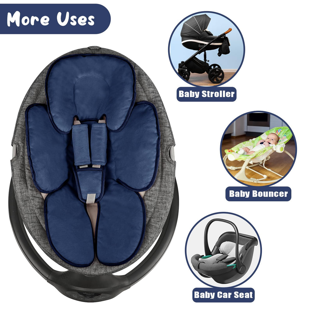 GFU soft blue stroller cushion adds cozy support during errands
