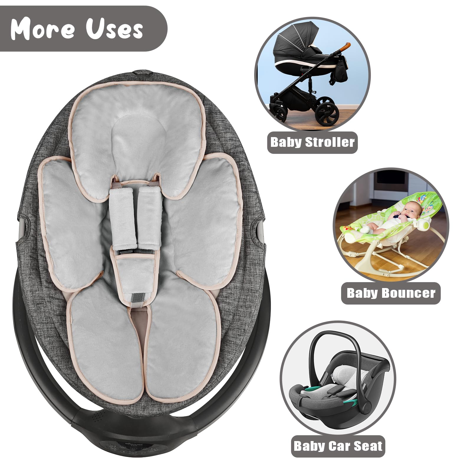 GFU convertible cushion for newborns and infants, travel-friendly and stylish.