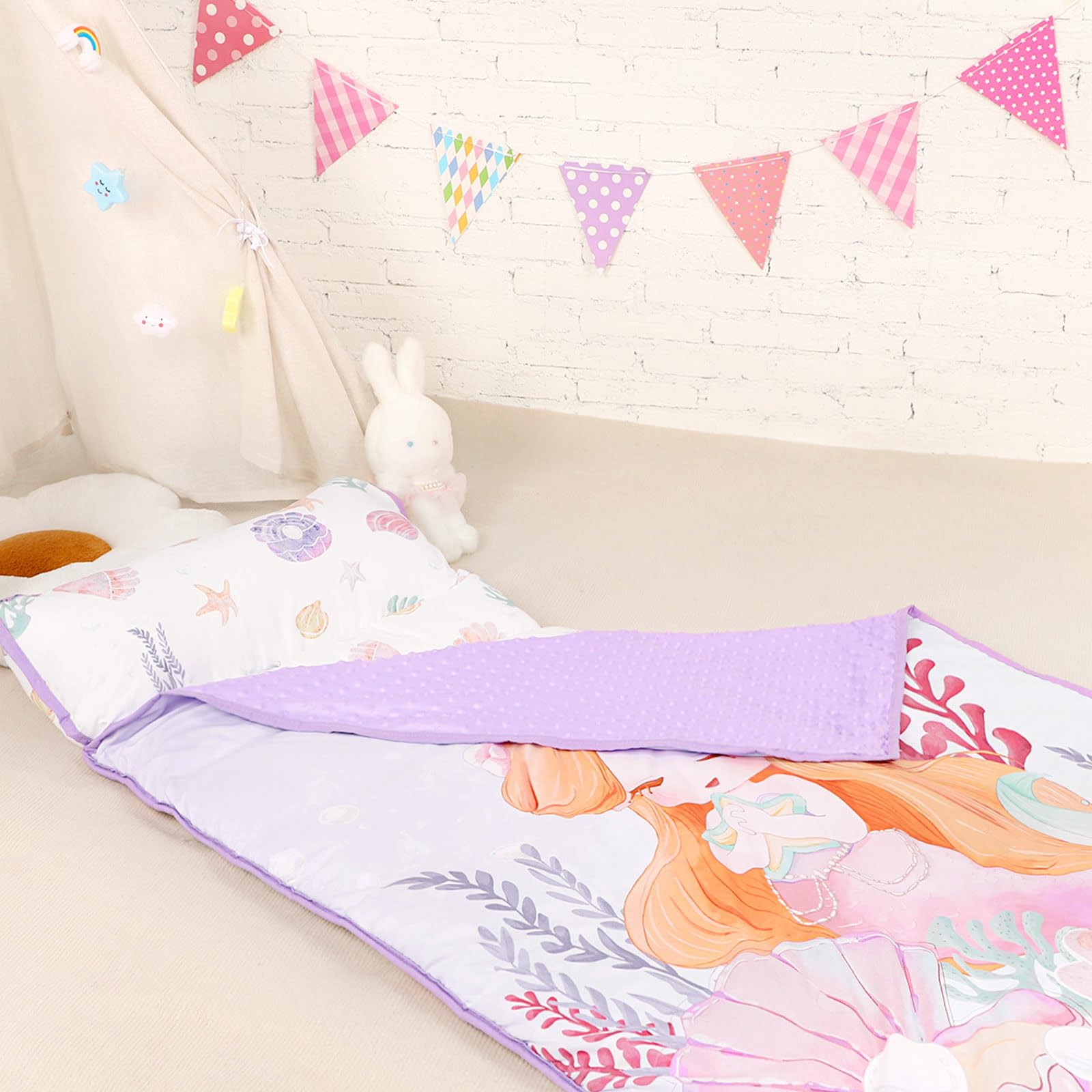 GFU nap mat close-up shows plush Minky fabric detail