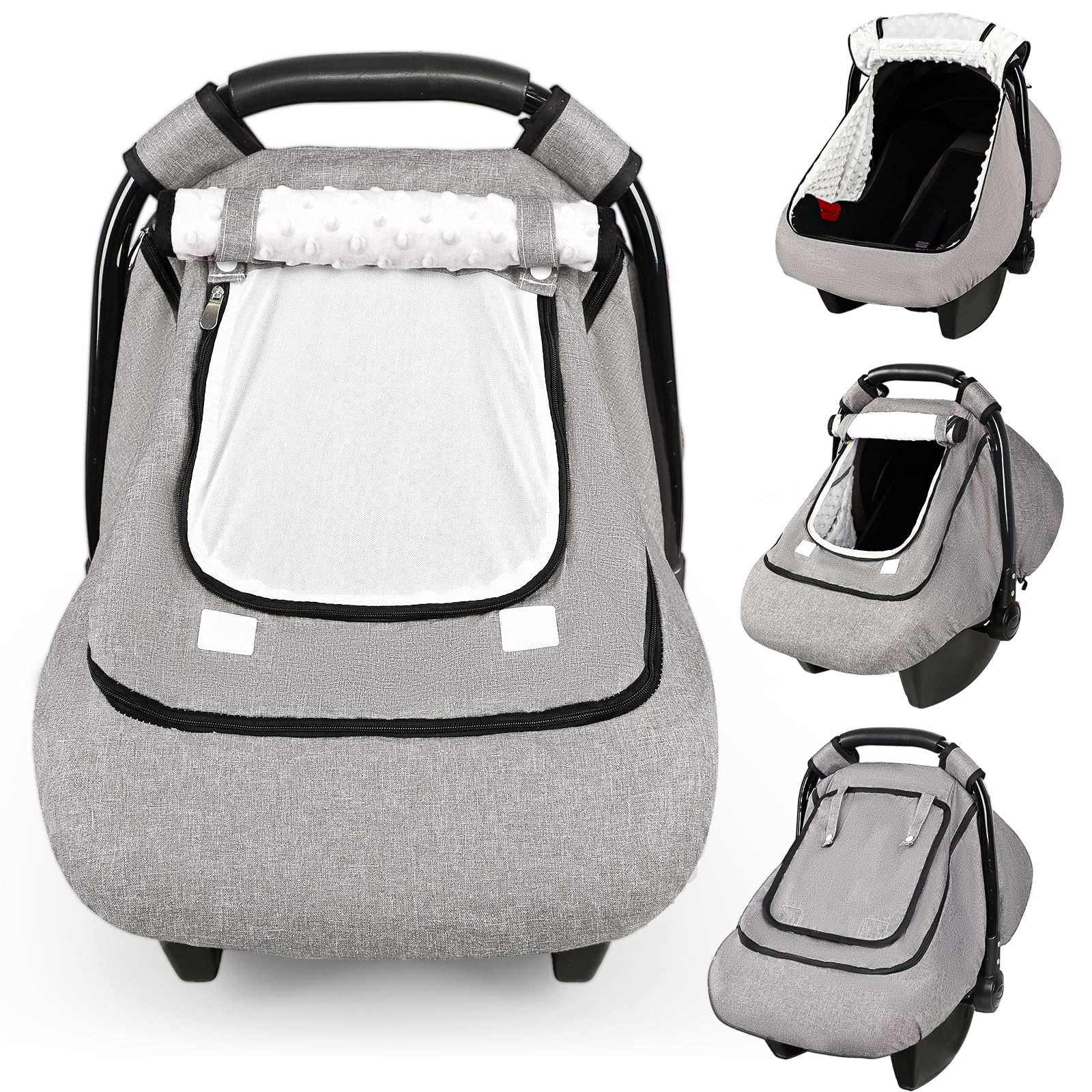 GFU Winter Baby Car Seat Cover with waterproof exterior protects against rain during stroller trips.