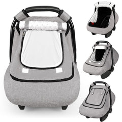 GFU Winter Baby Car Seat Cover with waterproof exterior protects against rain during stroller trips.
