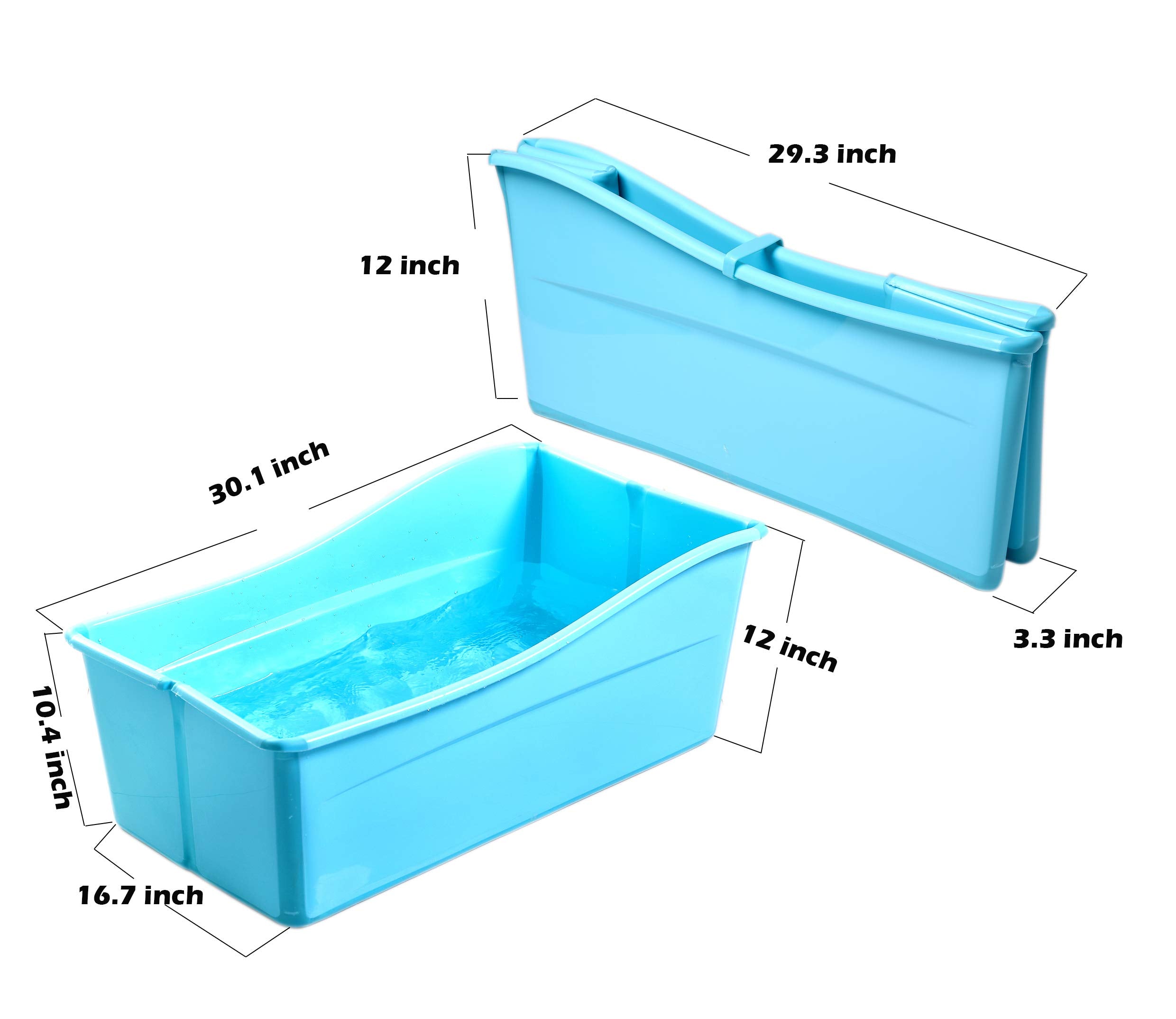 G Ganen foldable tub blue folded for easy storage