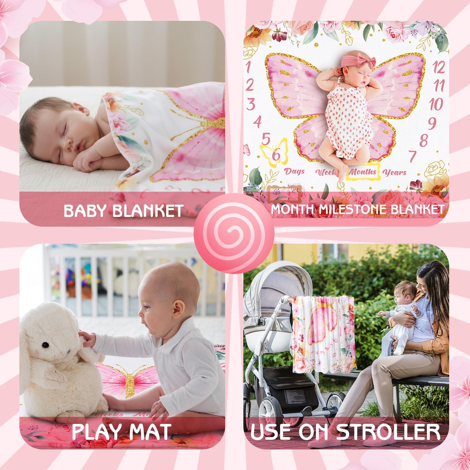 GGSTDDUP baby growth blanket 51x39 inches for flexible posing