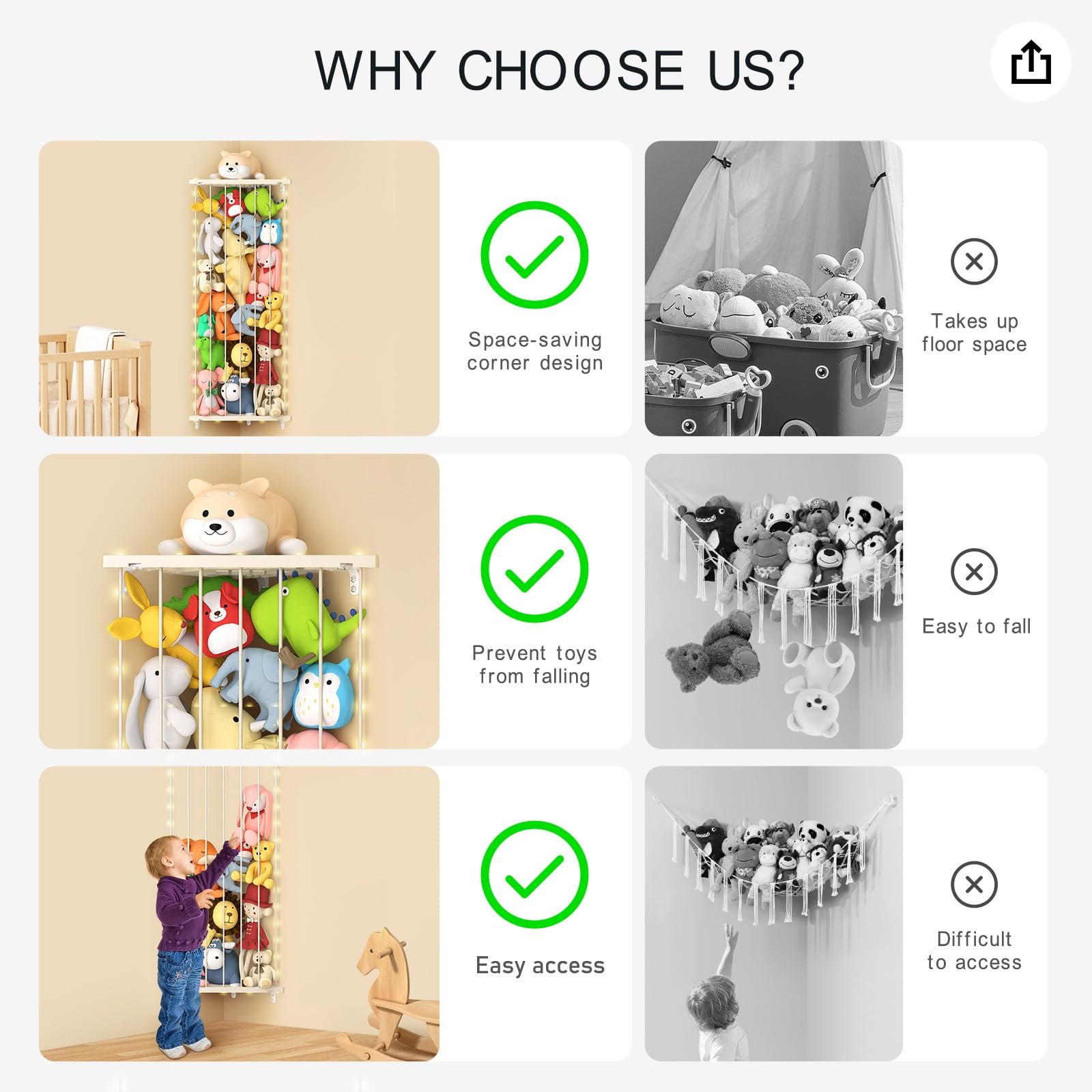 GGUO durable ABS frame with metal brackets supports plushies