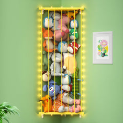 GGUO corner stuffed animal storage net keeps plush toys organized off the floor.