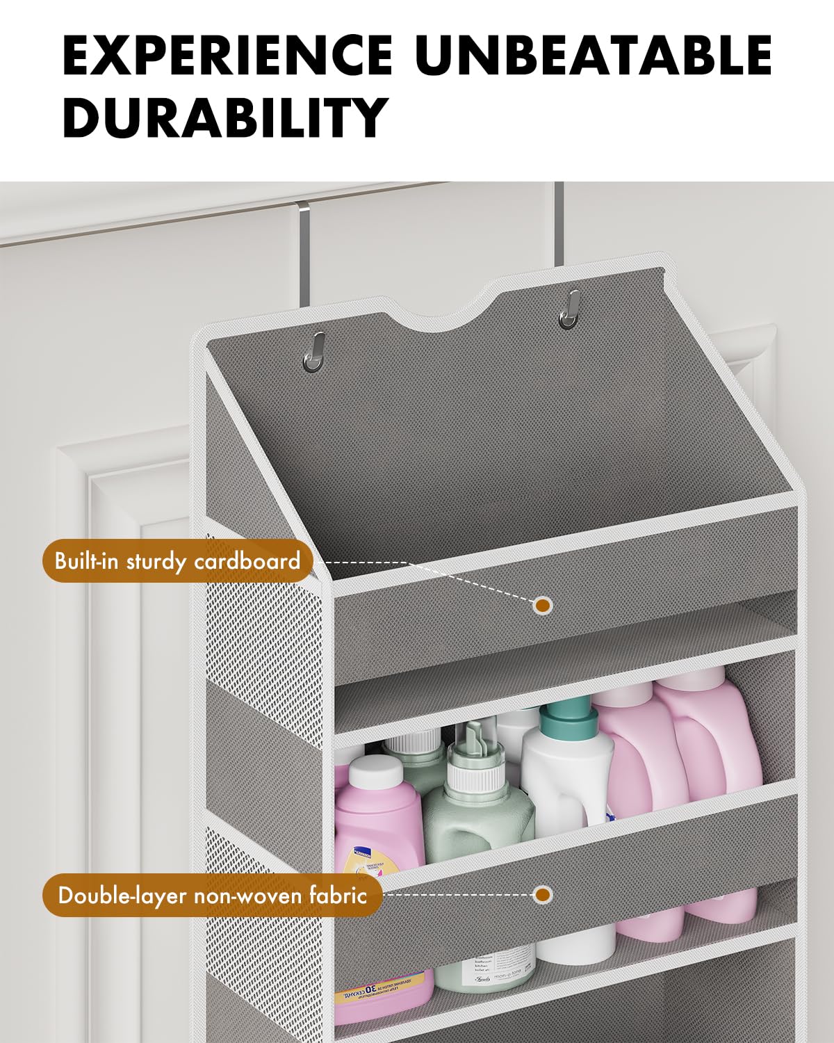 Includes velcro strips for secure door mounting and reduced wobble