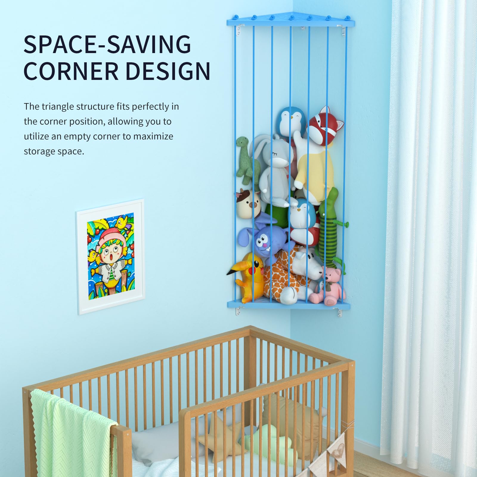 GGUO adjustable-height corner storage design saves space in compact rooms.