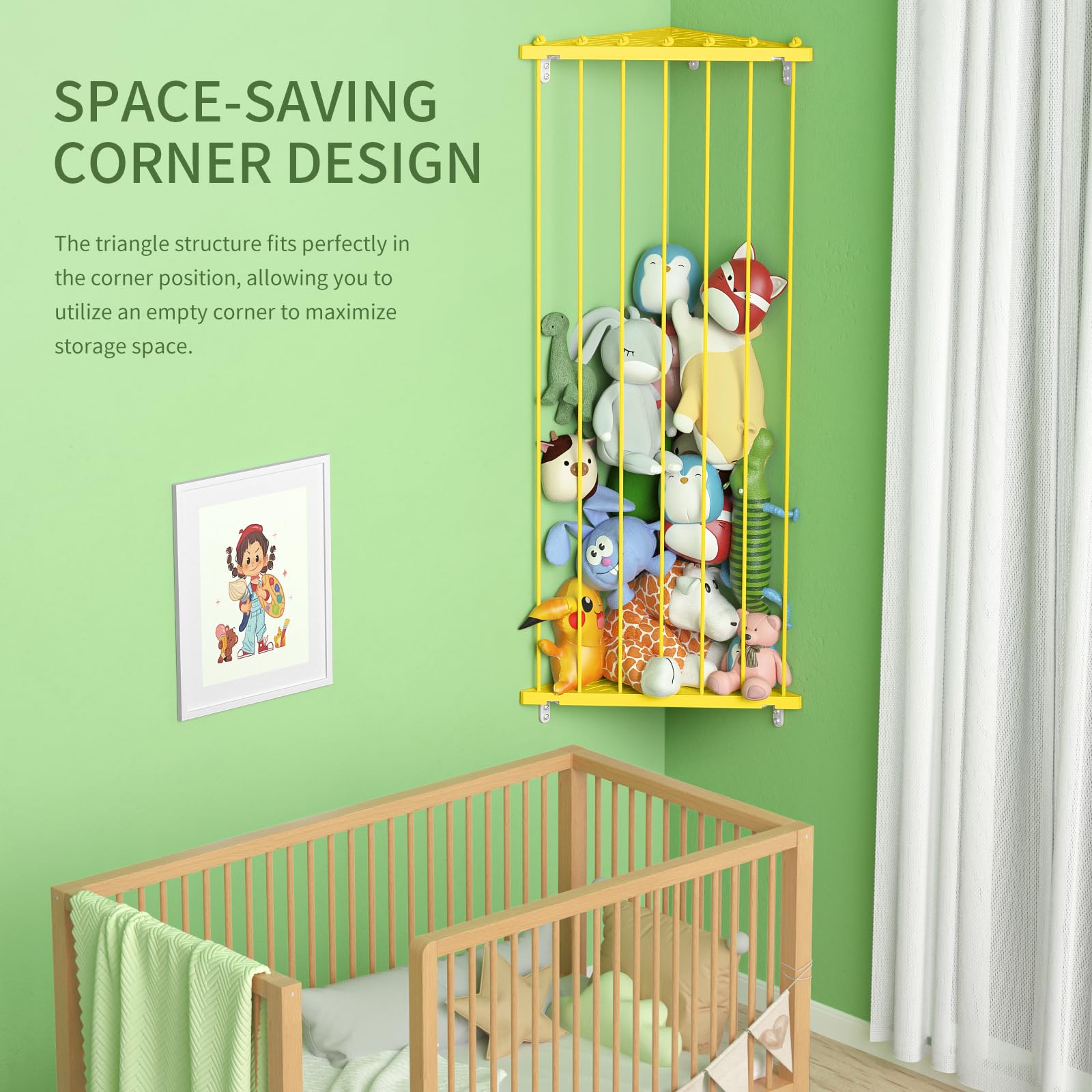GGUO wall-mounted corner design saves floor space in small rooms.