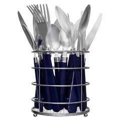Gibson Sensations 16-piece flatware with blue wire caddy for organized dining