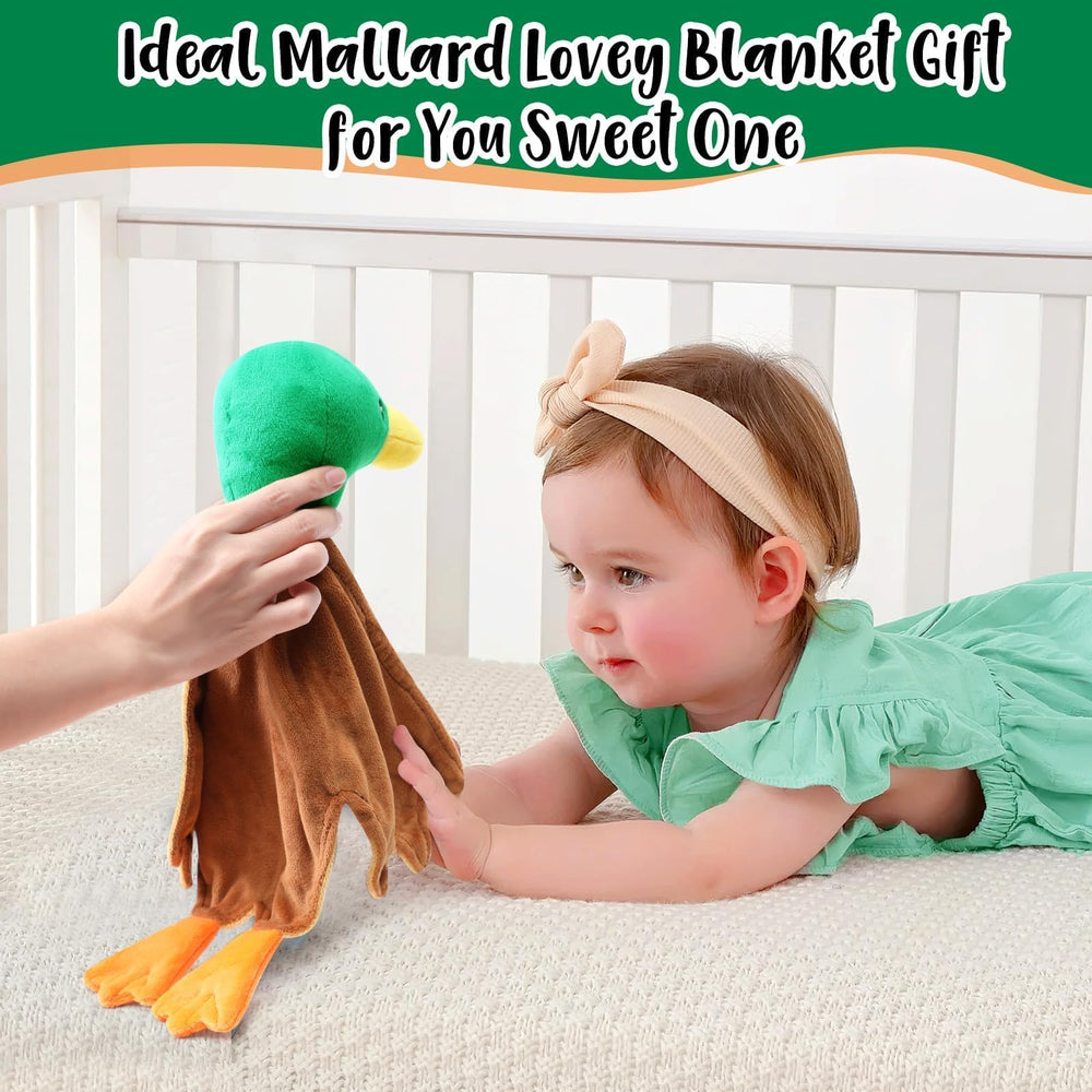 Gicoherero nursery decor with mallard lovey adding charm to crib or bed.
