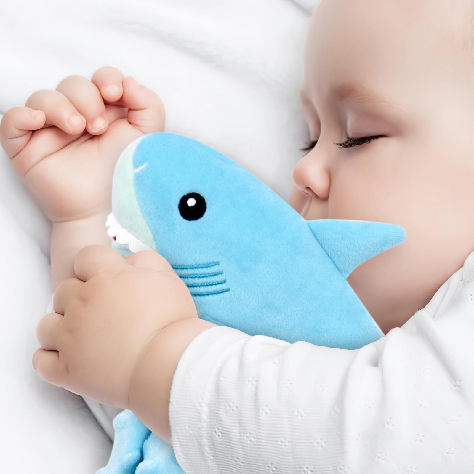 Shark blanket size shown as a 15x15 inch square.