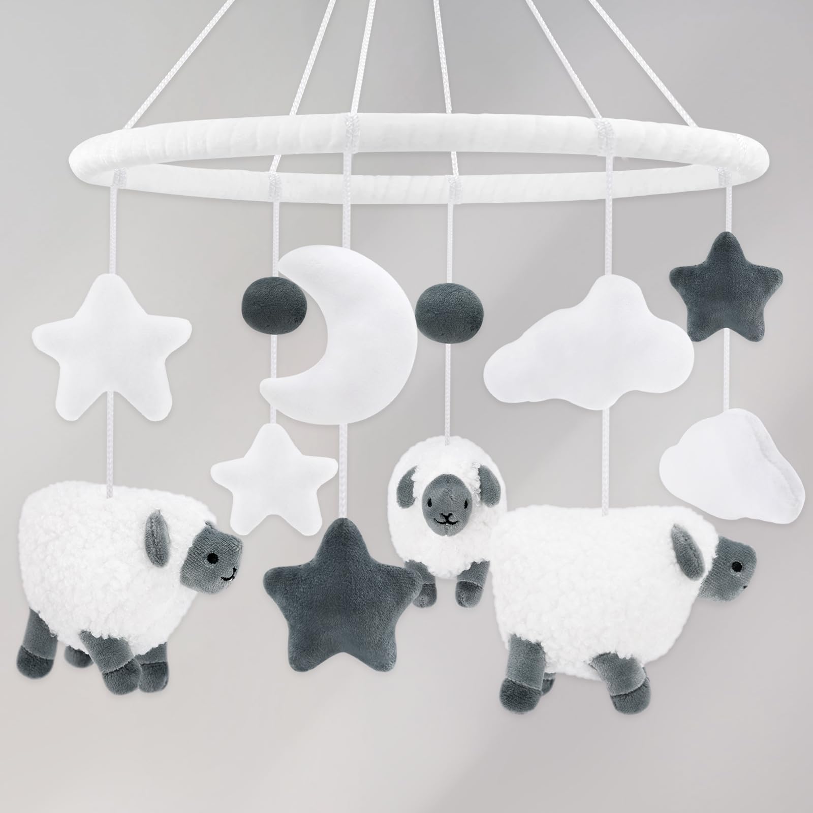 Gicoherero sheep baby crib mobile with stars to captivate visual attention.