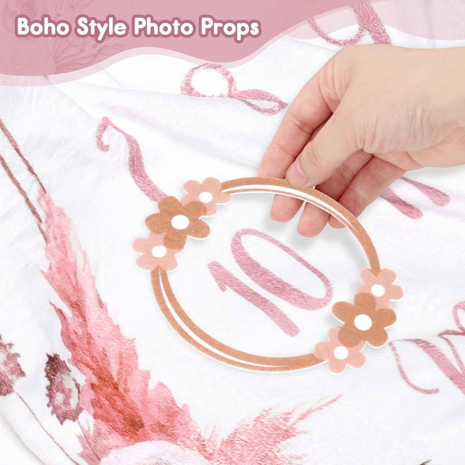 Gicoherero soft fleece baby blanket with pink floral design for cozy sleep and play.