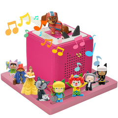 Gieanoo Tonies shelf in pink showing magnetic squares for tidy figure storage