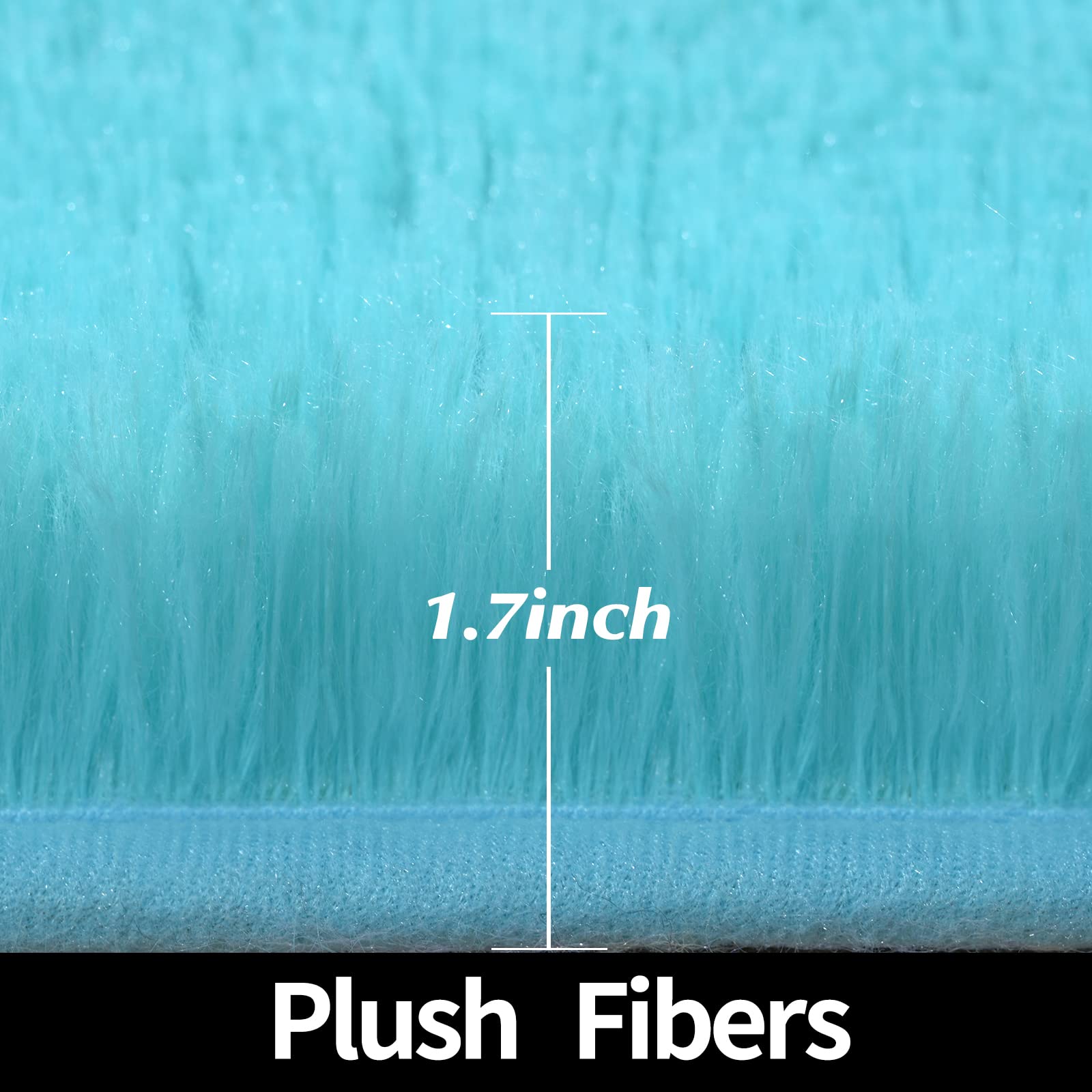 Gifeas blue round rug enhances living room decor with plush texture