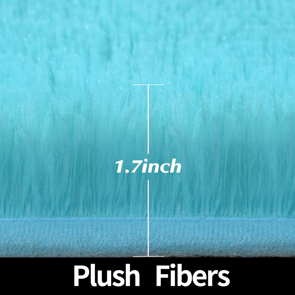 Gifeas blue round rug enhances living room decor with plush texture
