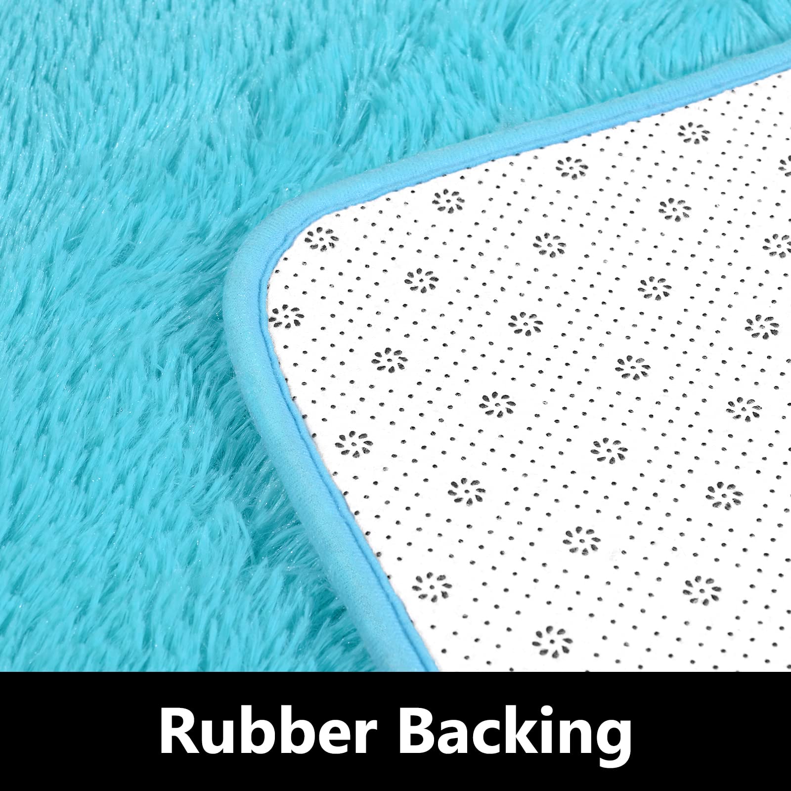 Gifeas blue round rug offers cozy play space in kid's playroom