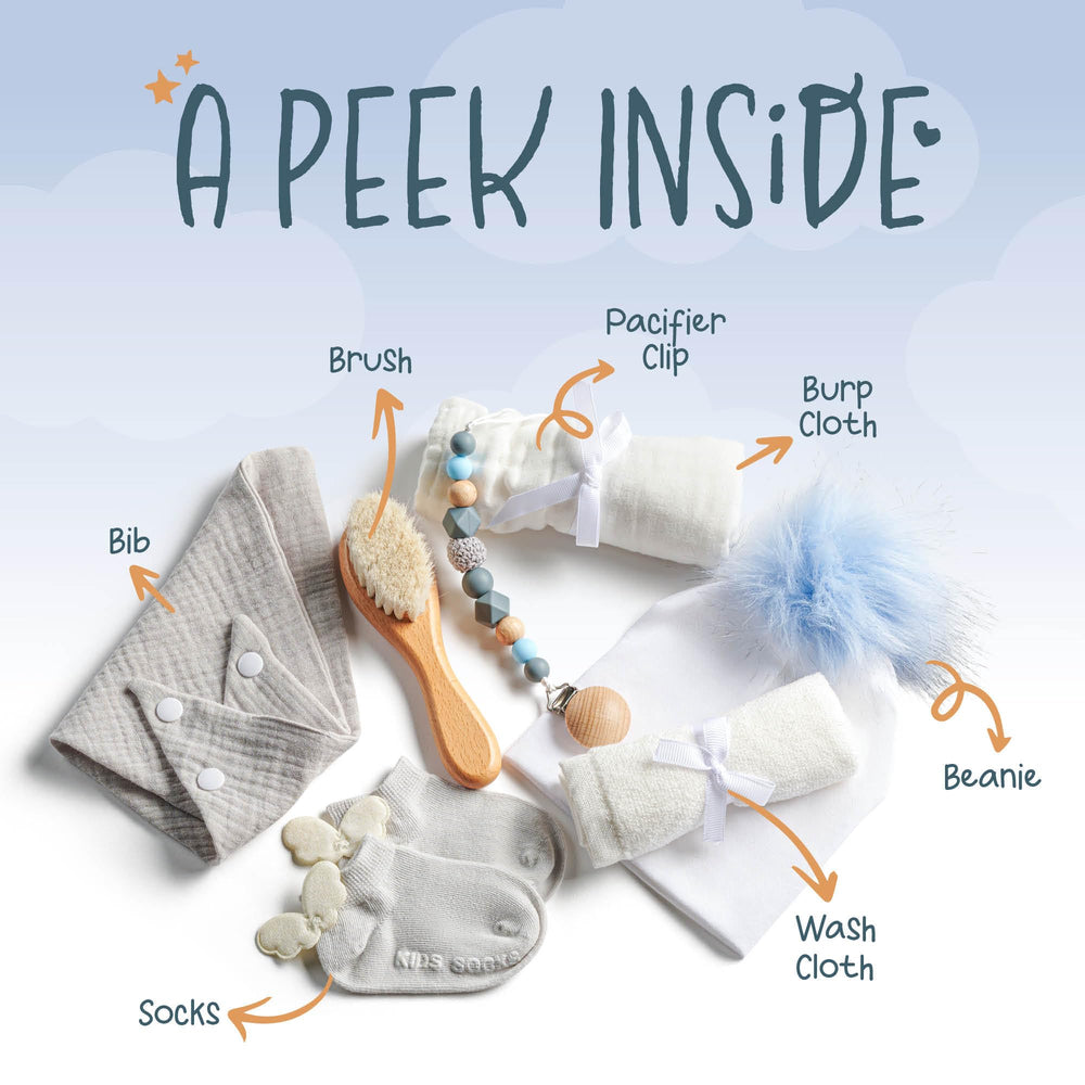 Gift Allure gift box contents neatly arranged for a stylish newborn gift