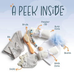 Gift Allure gift box contents neatly arranged for a stylish newborn gift