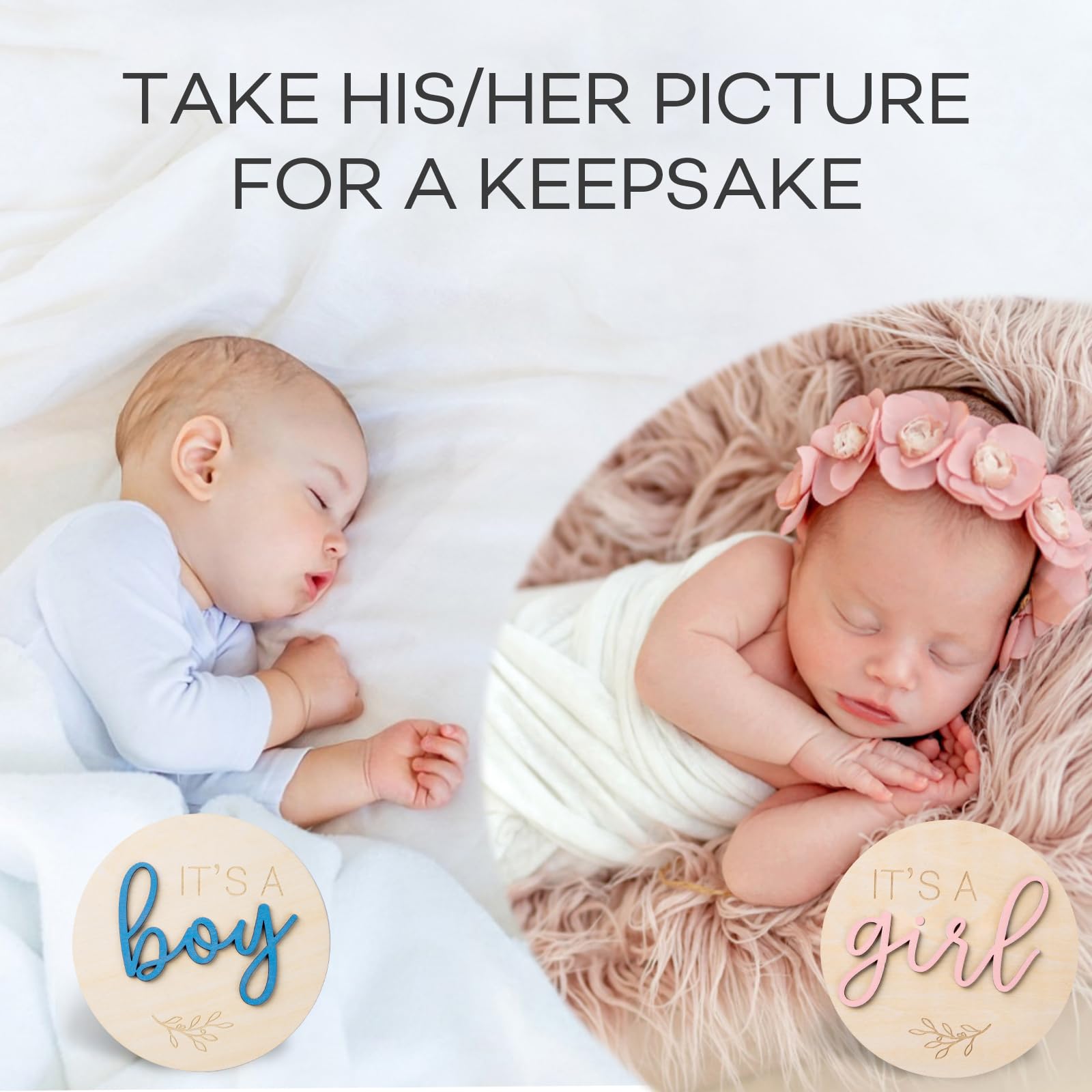 Giftacity gender reveal sign for girl with pink 3D letters, keepsake.