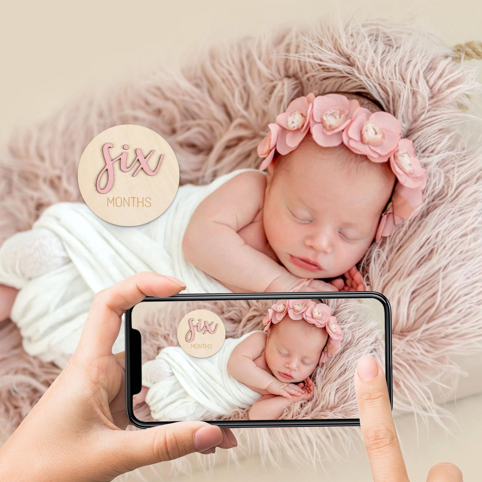 Giftacity milestone disc 4 month pink adds warmth to baby photo sessions