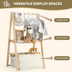 GiftAmaz double-layer baby basket display for gifts and keepsakes.