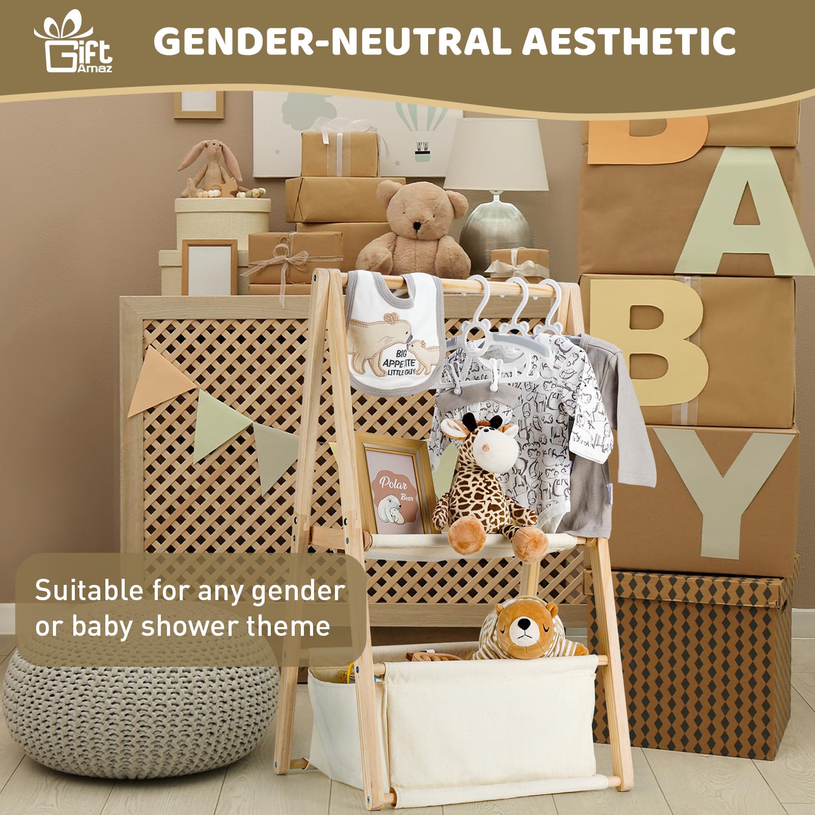 GiftAmaz second-layer basket fits diapers and blankets.