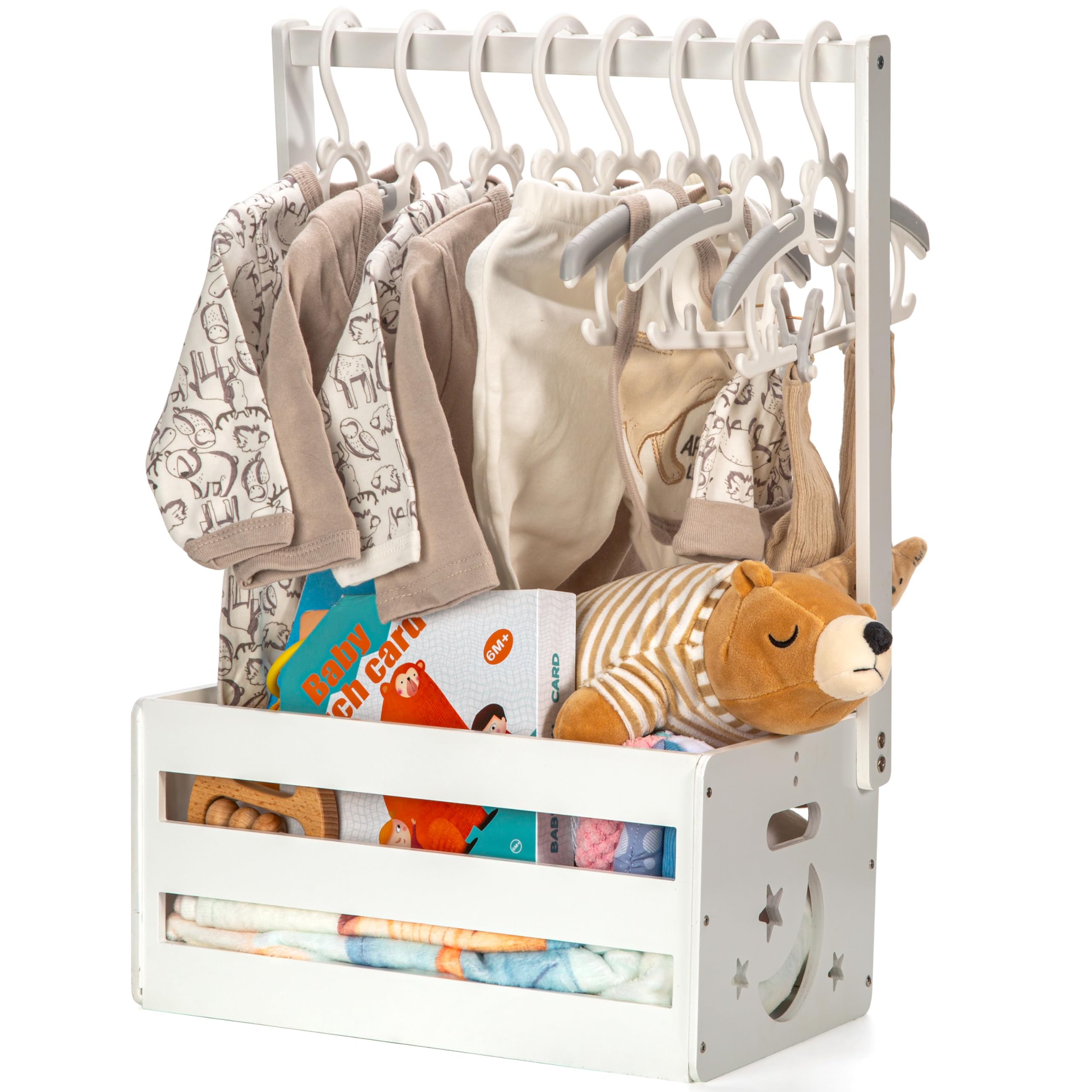 GiftAmaz white wooden baby shower crate closet front view for elegant gift presentation