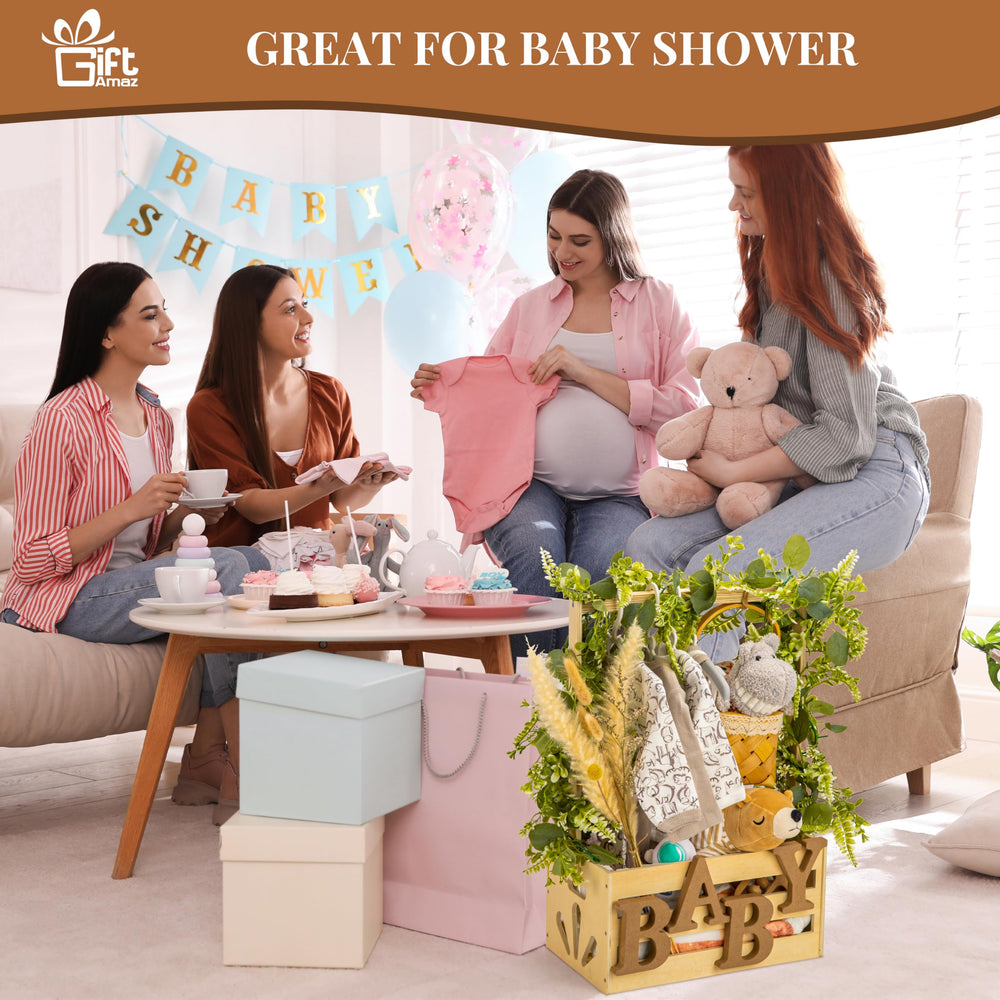 GiftAmaz crate with hanging rack adds practical storage for nursery essentials