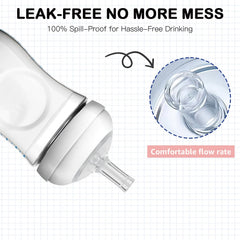 Giftophilia nipple design with soft spout supports comfortable baby sipping.