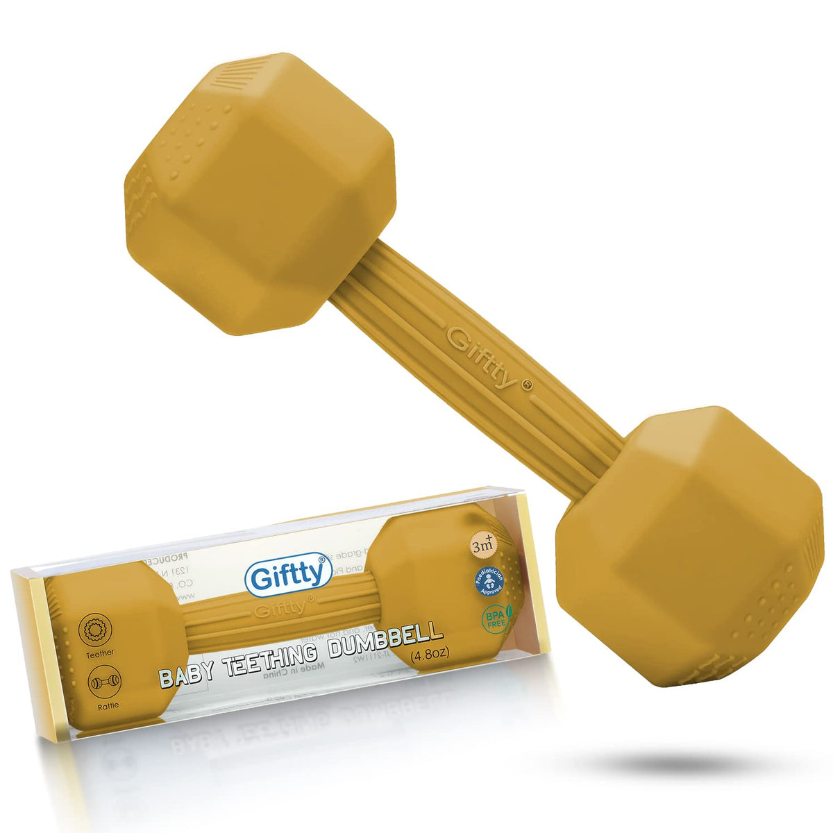 Giftty Baby Dumbbell silicone teething toy with safe materials for soothing gums