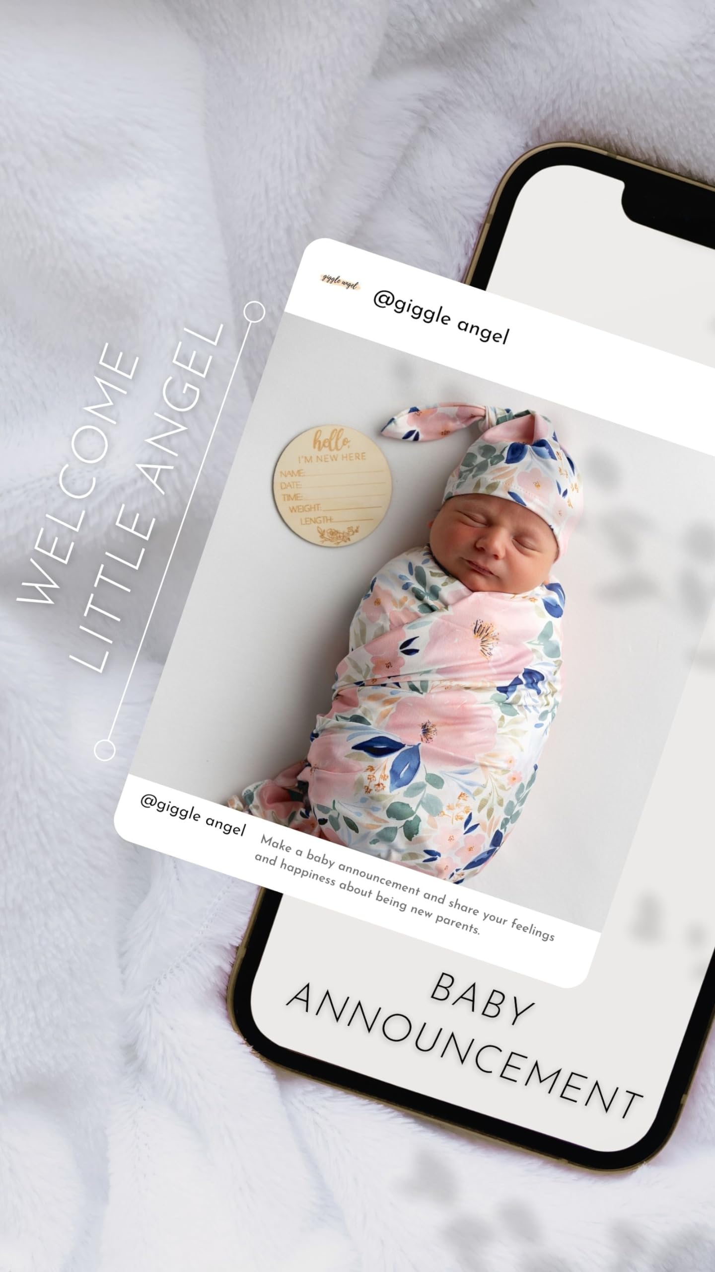Giggle Angel swaddle shown in car seat for on the go comfort