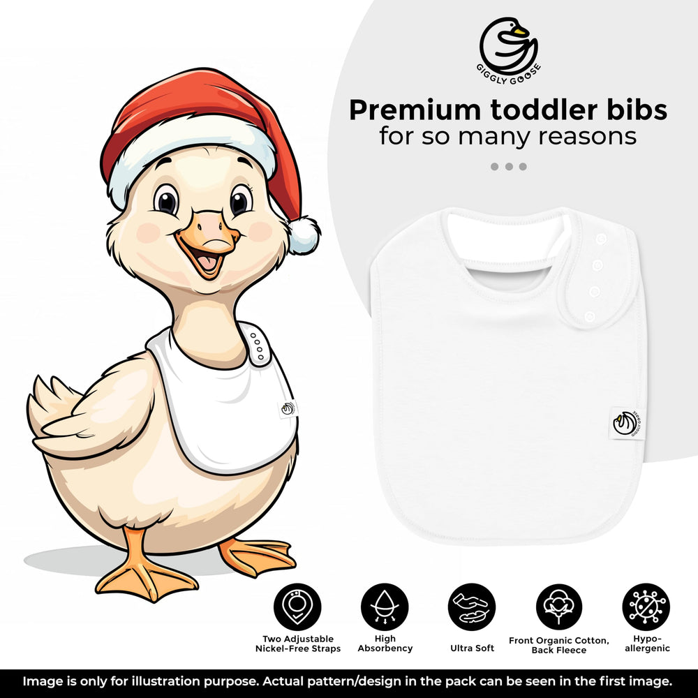 Giggly Goose bibs absorbent front detail highlights drool protection.