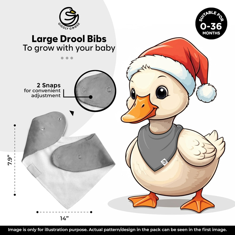 Giggly Goose bandana bib with adjustable snaps for growing babies.