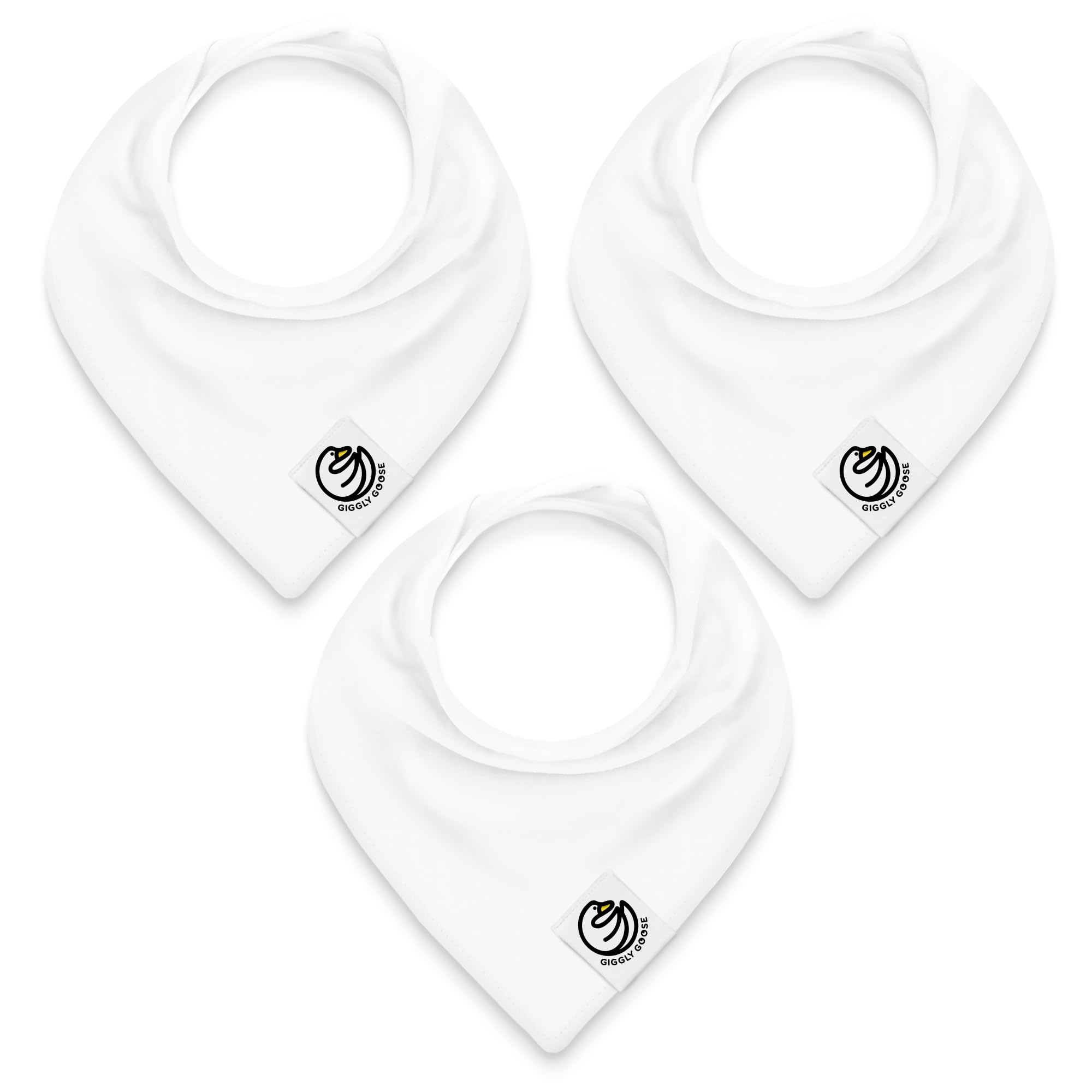 Giggly Goose bandana bib with soft cotton front for gentle skin comfort.