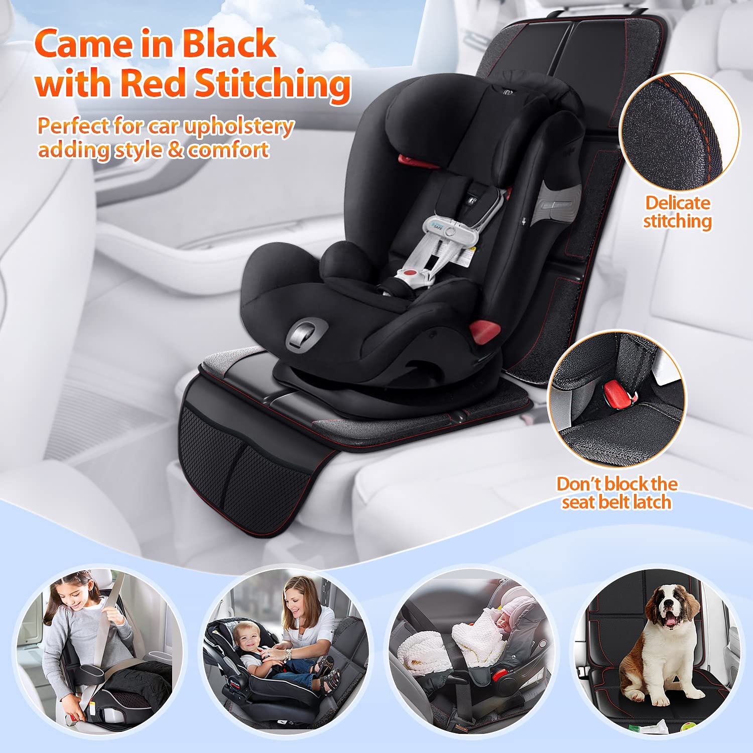 Gimars car seat protector supports family travel with organized storage.
