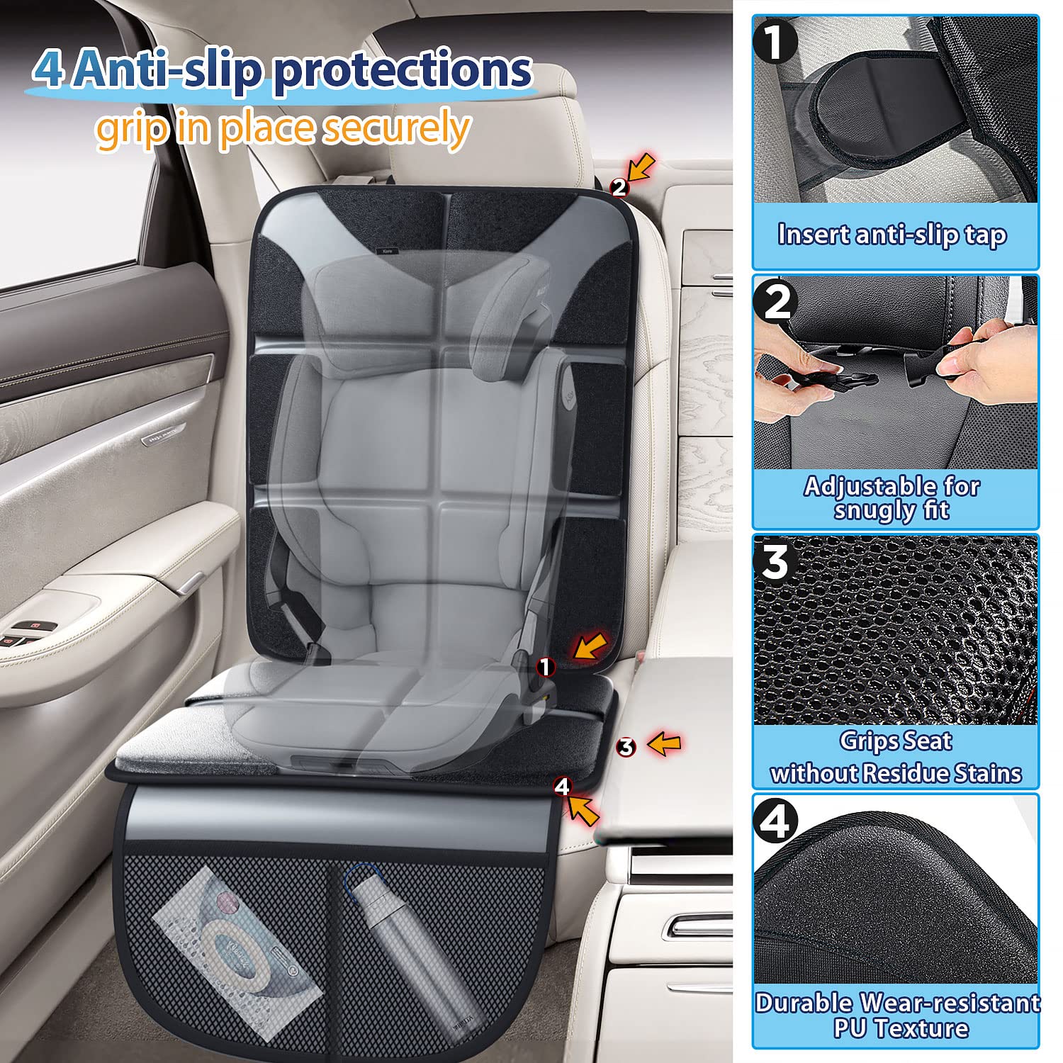 Gimars three-step installation for a secure, fit-to-seat setup