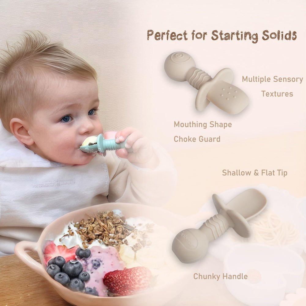 Ginbear anti-choke spoon bowl design enhances safety during meals.