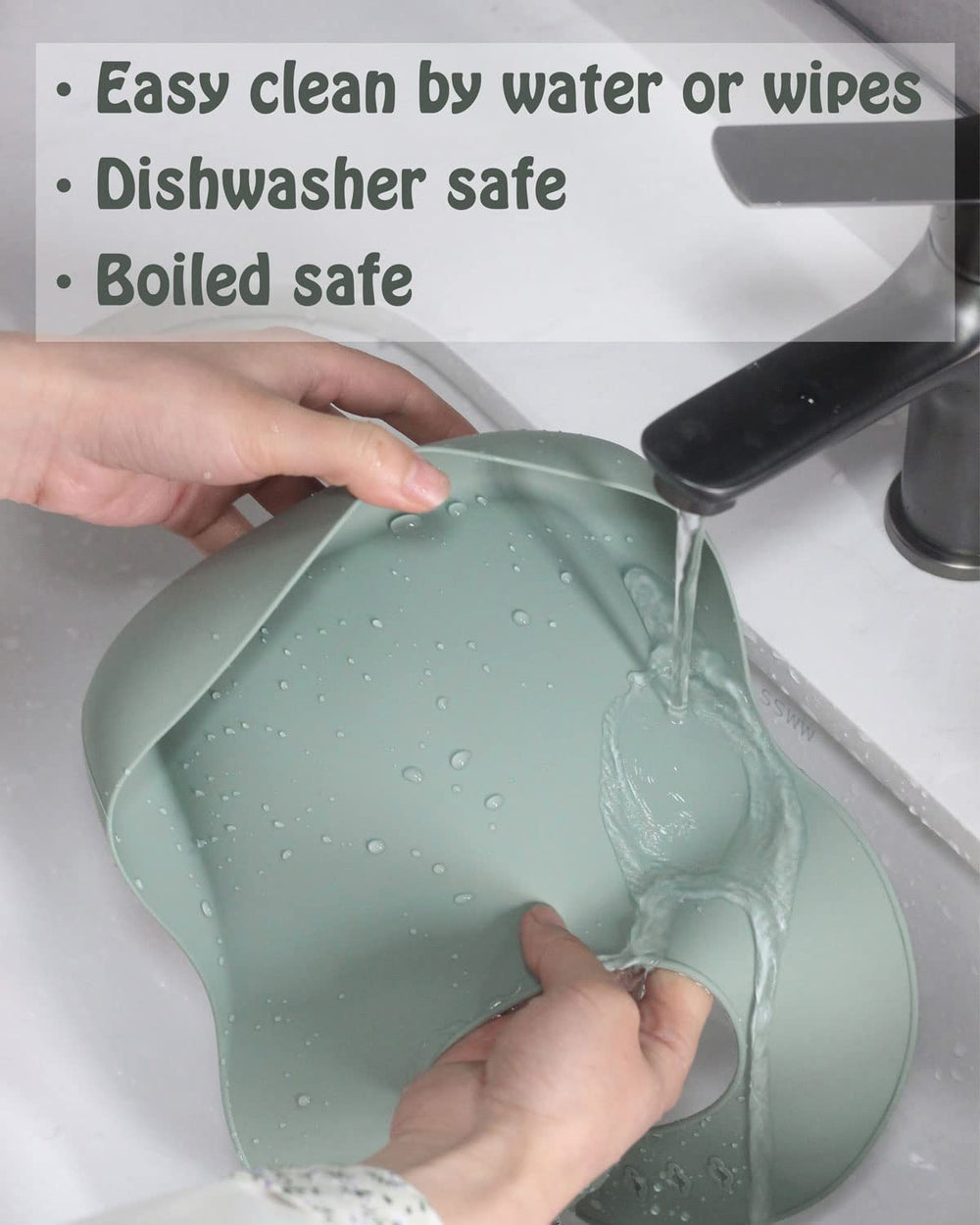 Ginbear baby tableware set in hazy green for BLW friendly meals.