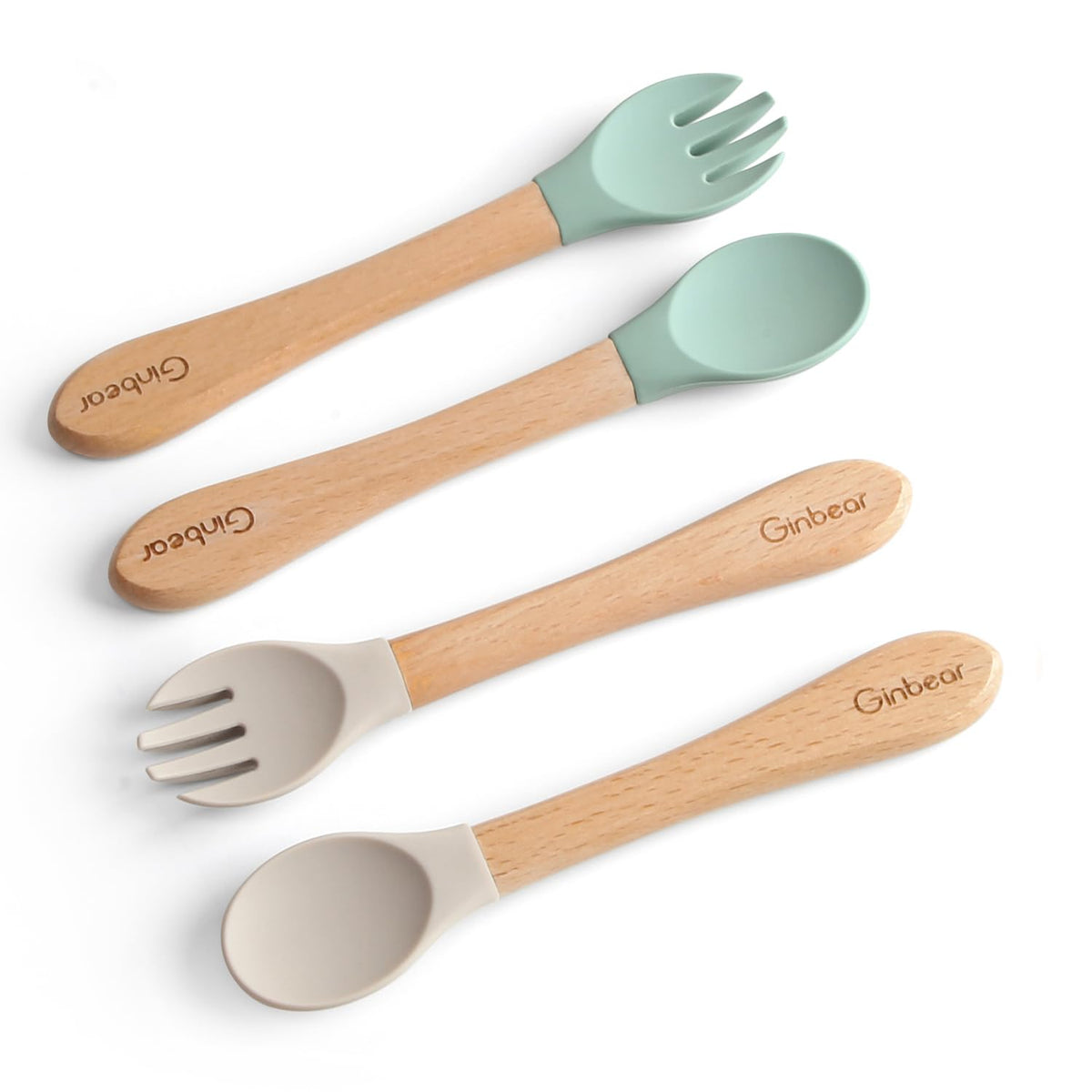 Ginbear silicone spoon soft-tip head for easy self-feeding and gentle gums.