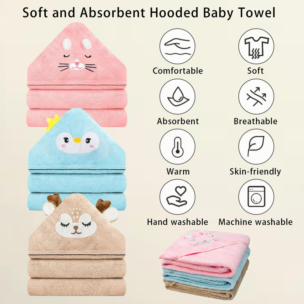 GINUMWA blue penguin hooded towel keeps baby dry and cozy