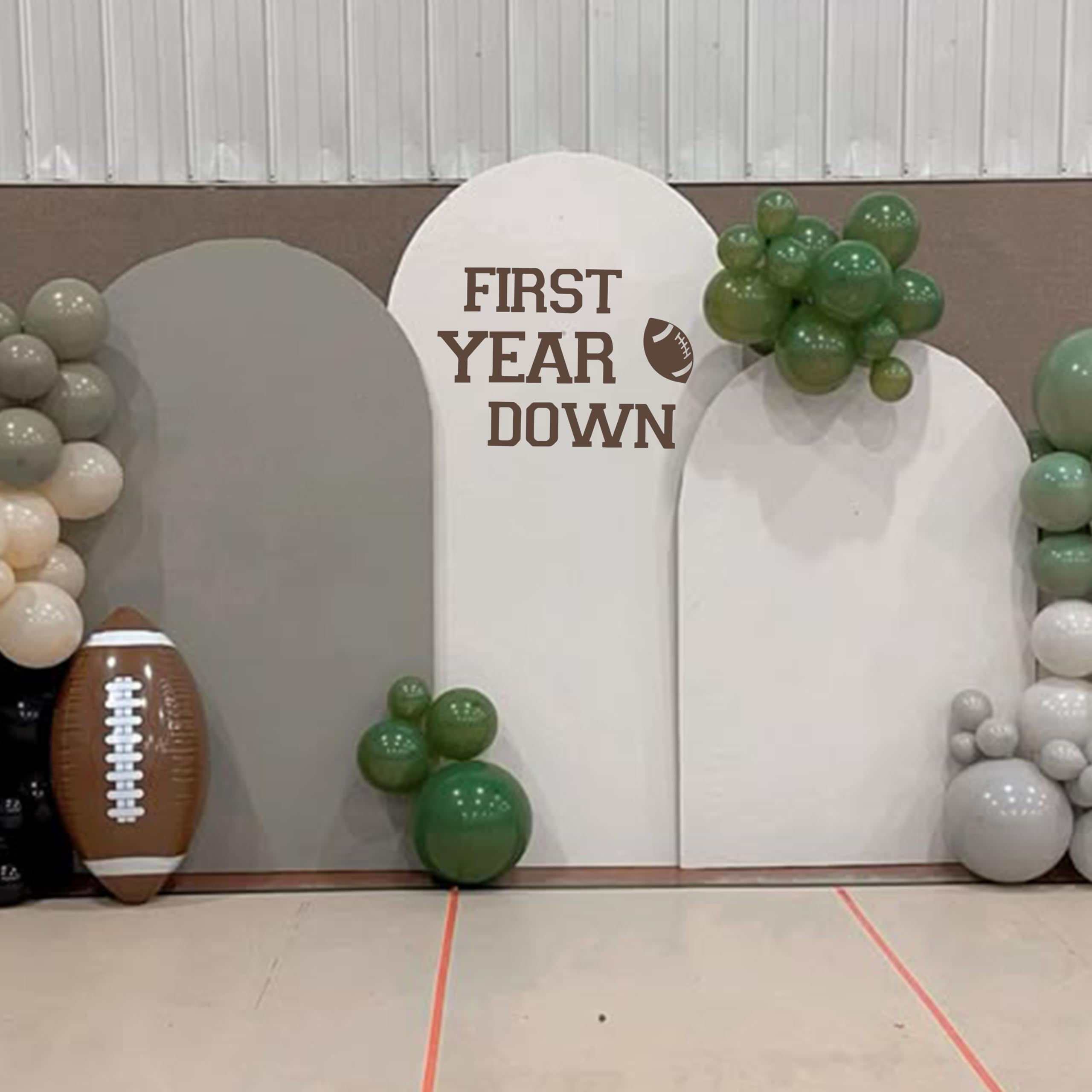 GIOGUK football decal used to decorate balloon arches for festive party spaces.