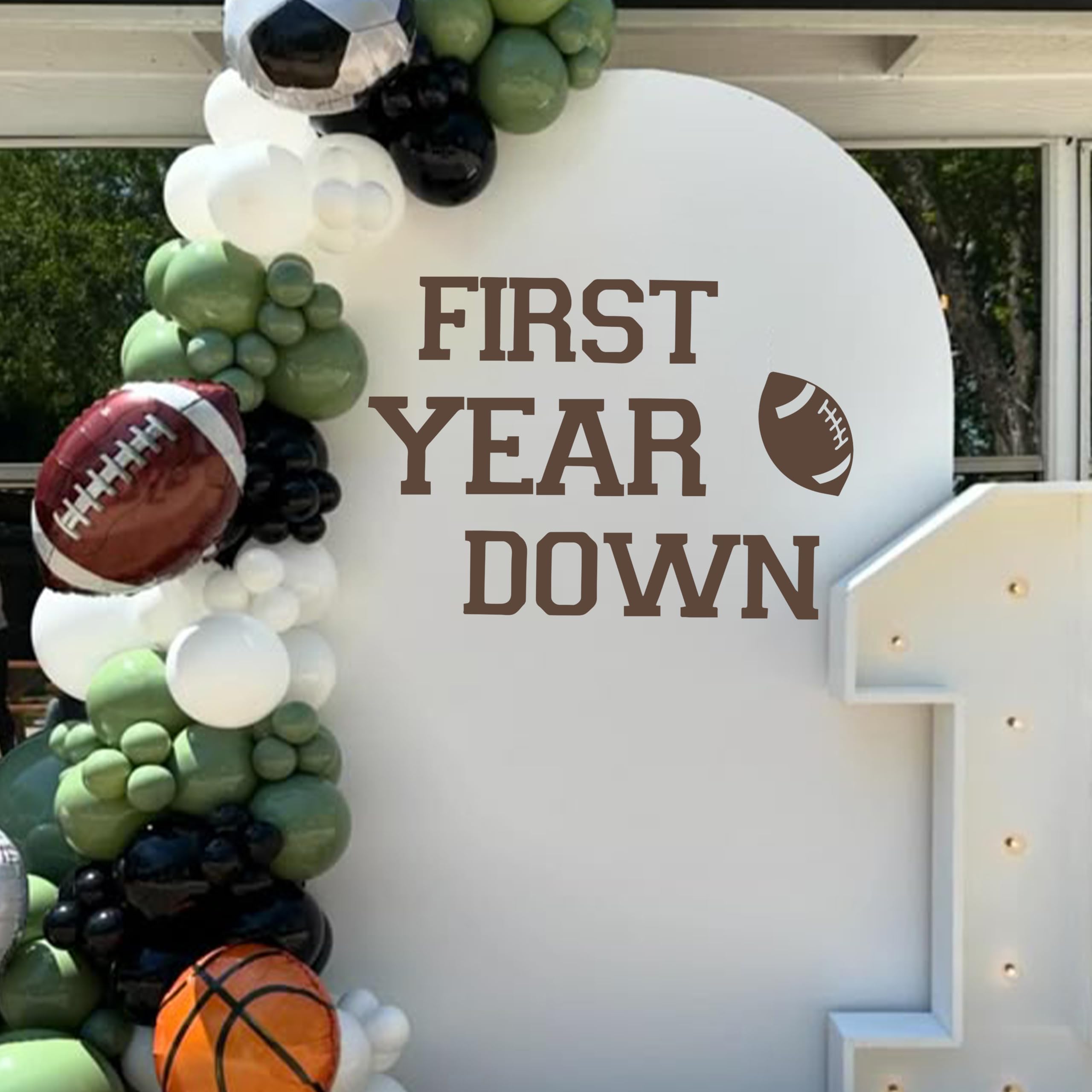GIOGUK First Year Down football decal, 29x21 inch wall backdrop for quick party setup.