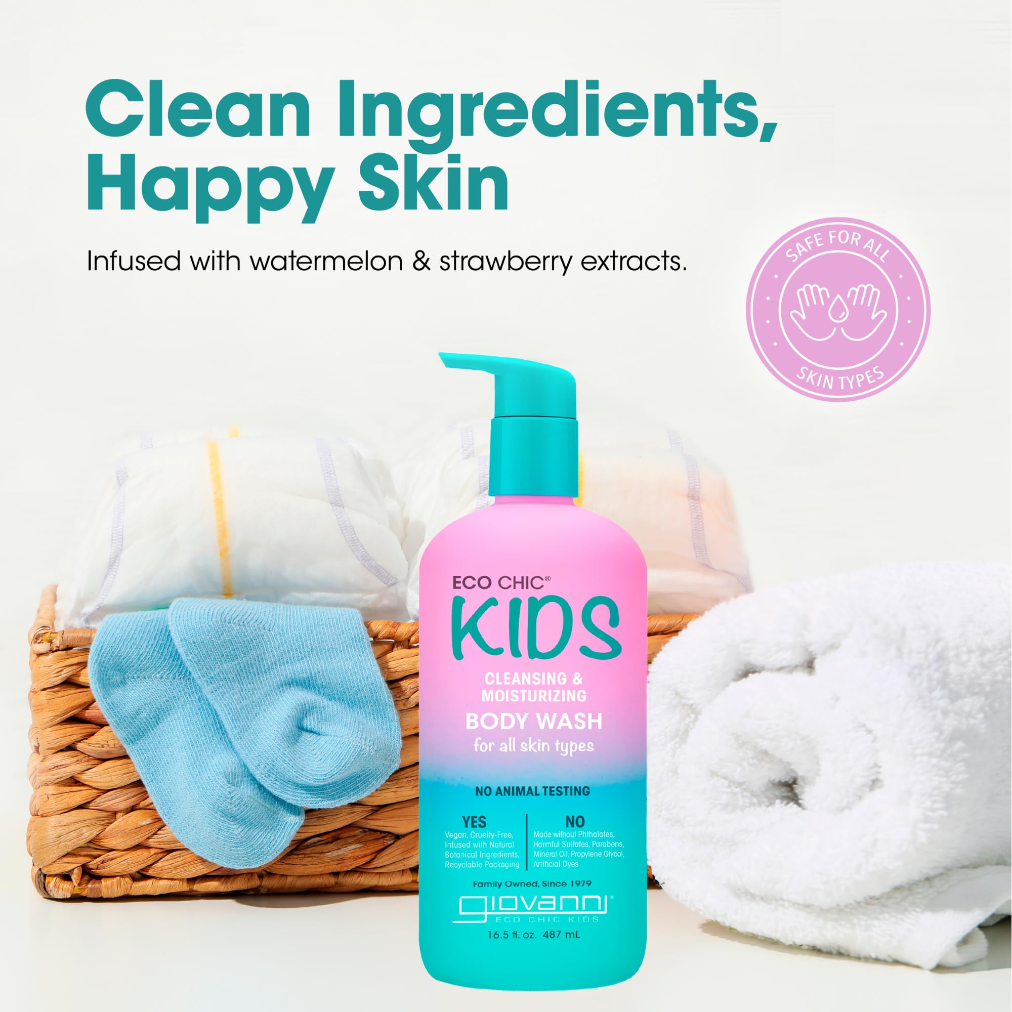 GIOVANNI Eco Chic KIDs ingredient shot highlights oatmeal and coconut for hydration.