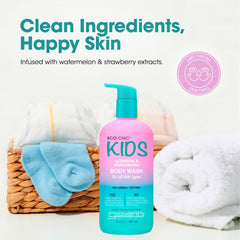 GIOVANNI Eco Chic KIDs ingredient shot highlights oatmeal and coconut for hydration.