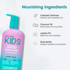 GIOVANNI Eco Chic KIDs packaging shows vegan, recyclable packaging and cruelty-free ethics.