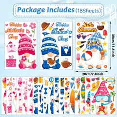 gisgfim Father's Day gnome window clings add a playful touch to classrooms or homes.