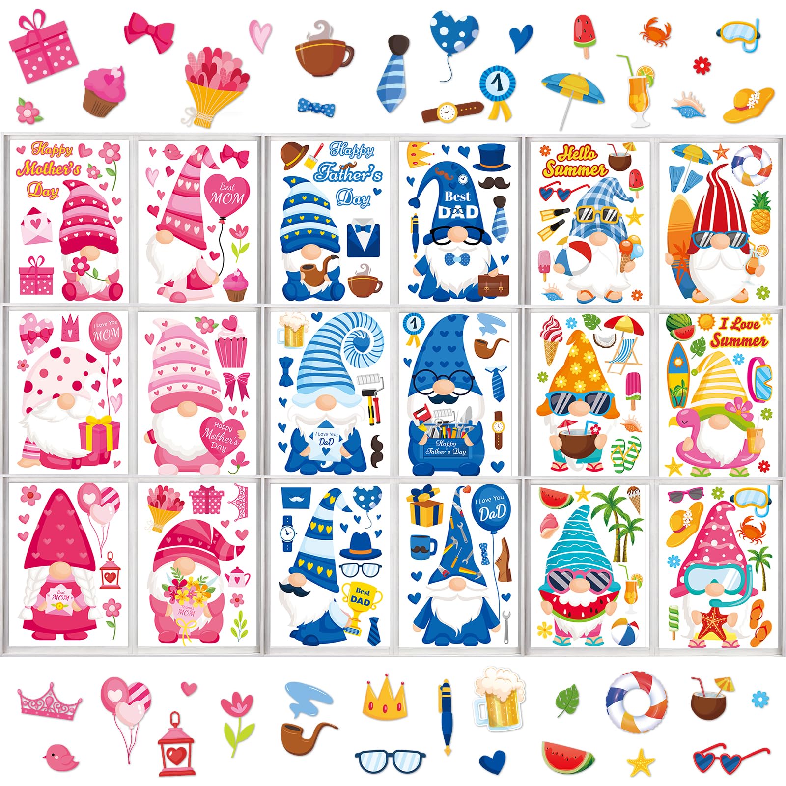 gisgfim Mother's Day gnome window clings brighten windows for festive celebrations.